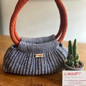 Sac créatrice gris clair et brique