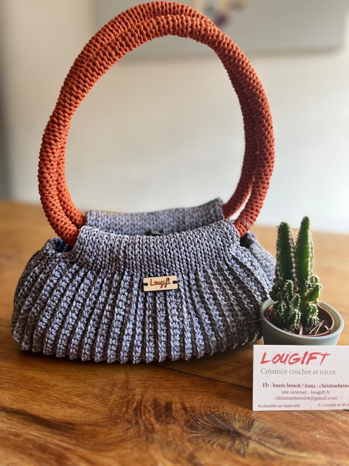 Sac créatrice gris clair et brique